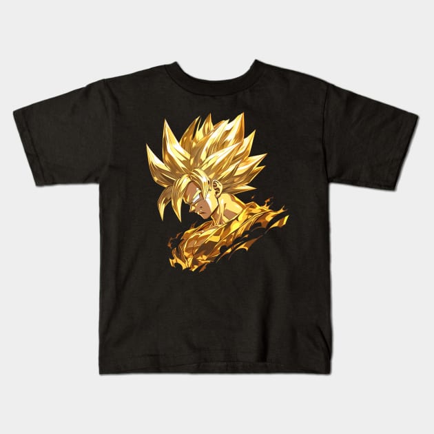 gold goku Kids T-Shirt by fancy ghost